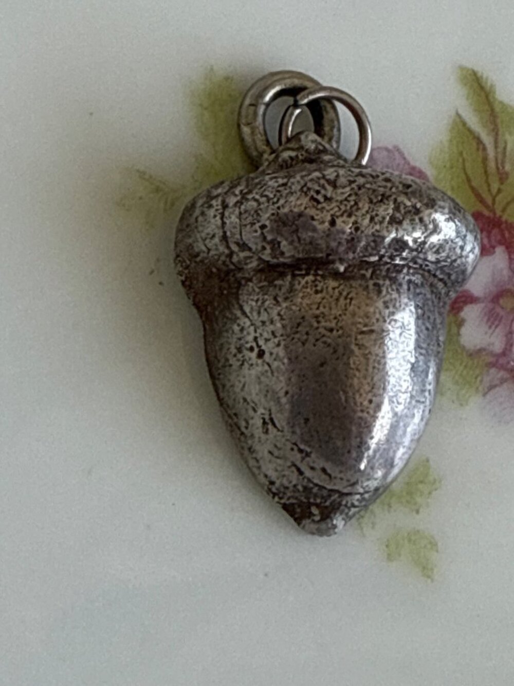 Antique 20's Cast Solid Sterling Silver Acorn Pendant Charm - Picture 3 of 8